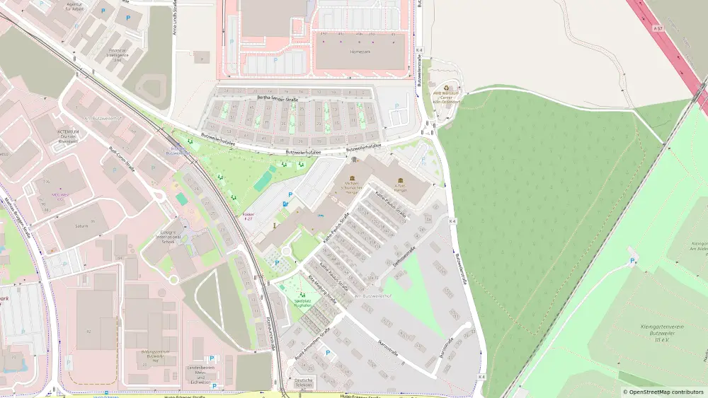 Kartenausschnitt mit Lage der Motorworld Köln Butzweilerhof an der Butzweilerstraße